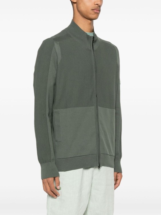 Stone Island Compasse-badge Knitted Cardigan In Green