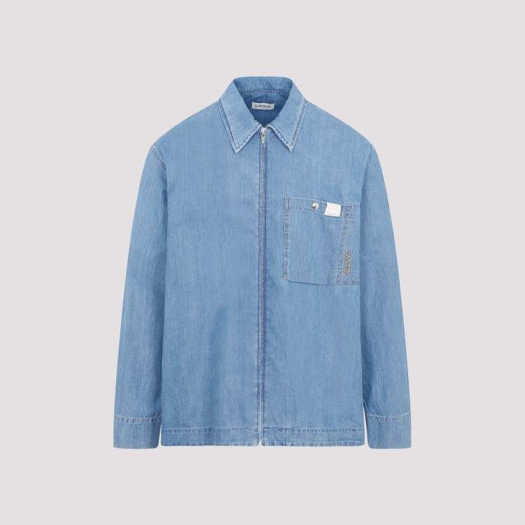 Shop Lanvin Collared Button-up Denim Shirt In Blue