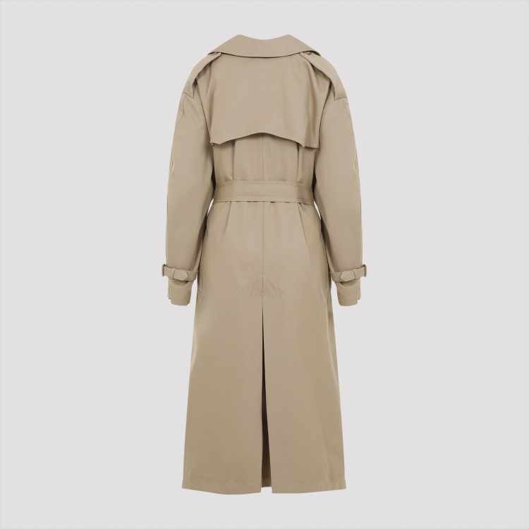 Moschino Cotton Blend Gabardine Long Trench Coat In Brown