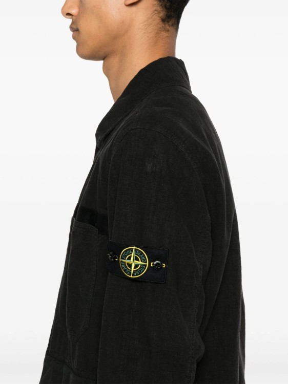 Shop Stone Island Compass Badge Shirt Jacket In Black