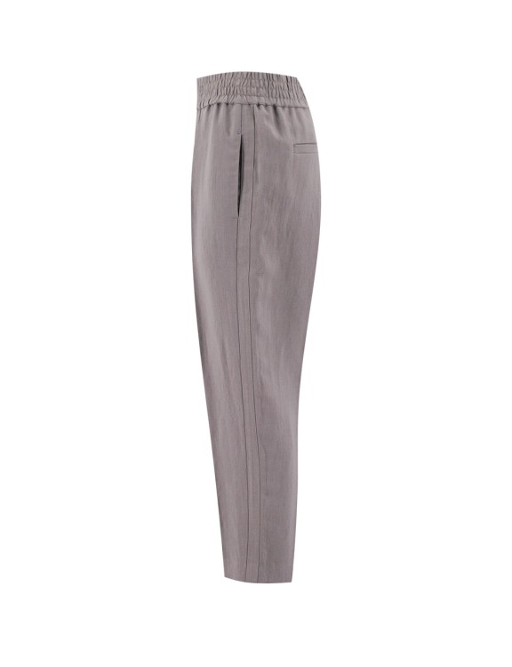 Shop Brunello Cucinelli Grey Viscose And Linen Trousers