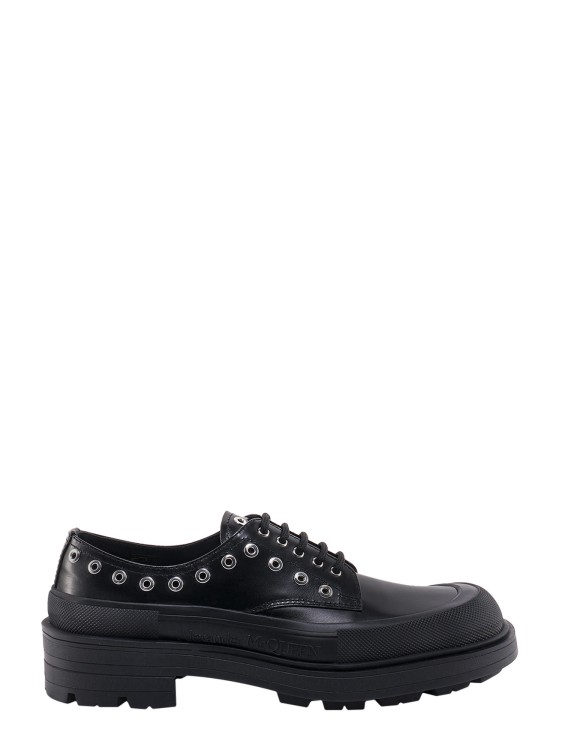 Shop Alexander Mcqueen Leather Lace-up Shoe With Metal Details In Black