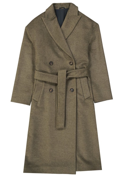Shop Brunello Cucinelli Green Wool And Cashmere Coat