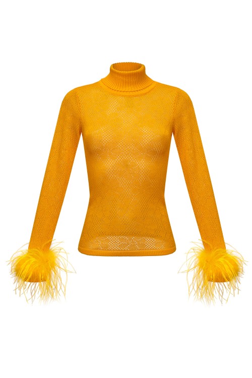 Andreeva Yellow Knit Turtleneck With Handmade Knit Details