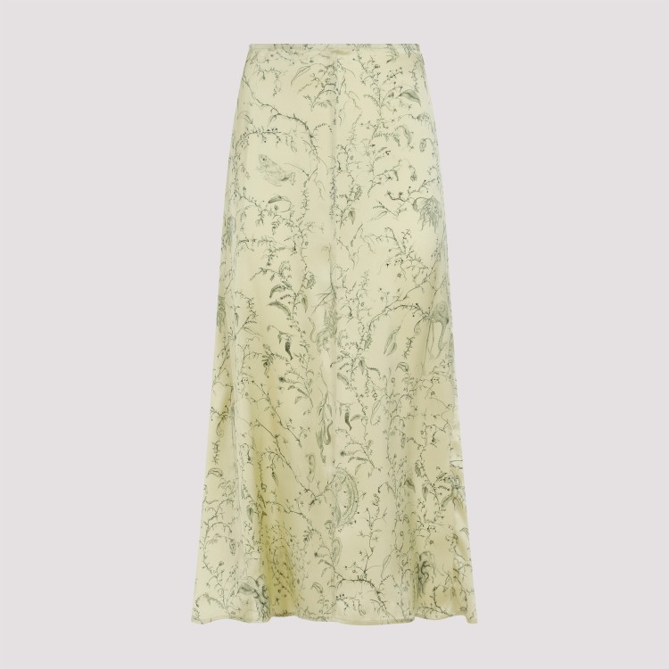 Shop Fabiana Filippi Green Silk Midi Skirt In Neutrals