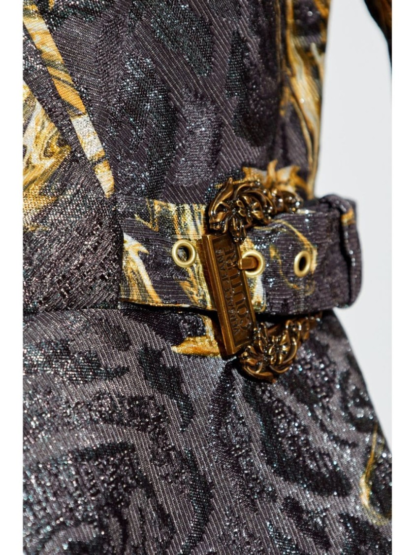 Versace Jeans Couture Barocco-print Mini Dress In Black