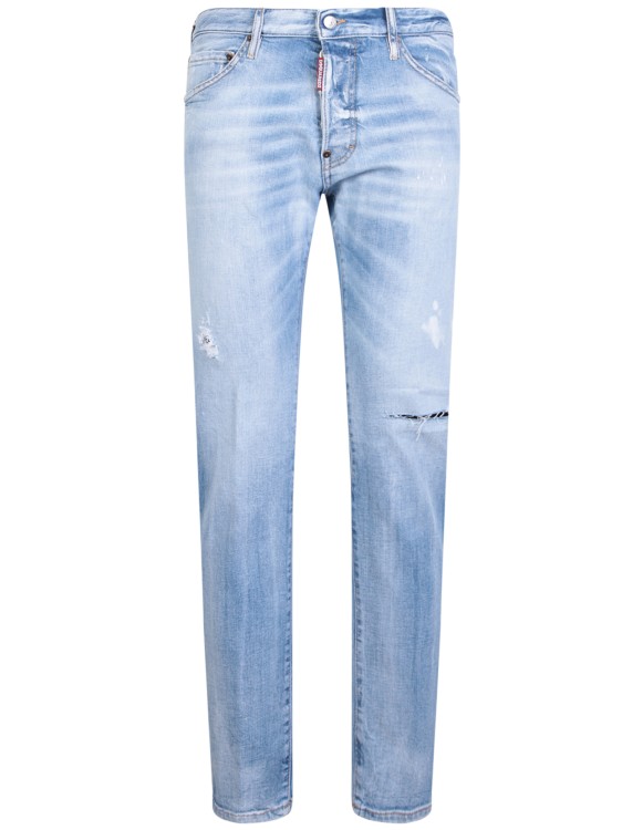 Dsquared2 Logo-patch Tapered-leg Jeans In Blue