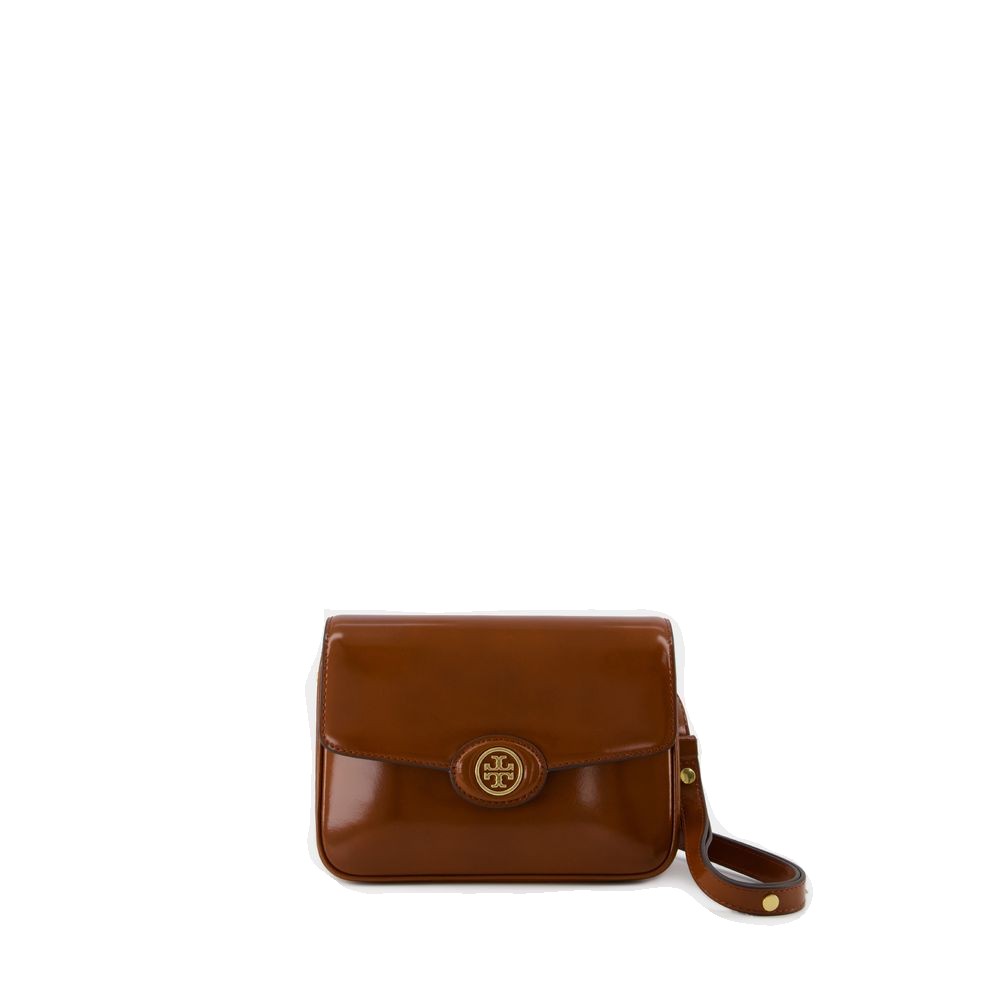 Tory Burch Shoulder Bag With Adjustable Strap And Smooth Finish In Brown
