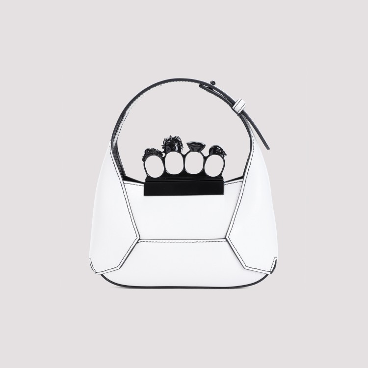 Alexander Mcqueen Leather Jewelled Top-handle Bag In White