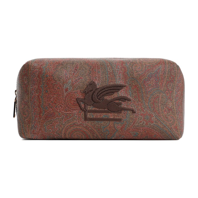 Etro M Brown Paisley Fabric Pouch