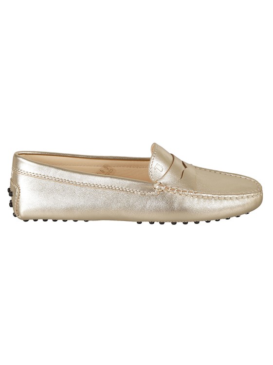 Shop Tod's Gommino Leather Loafers In Gold