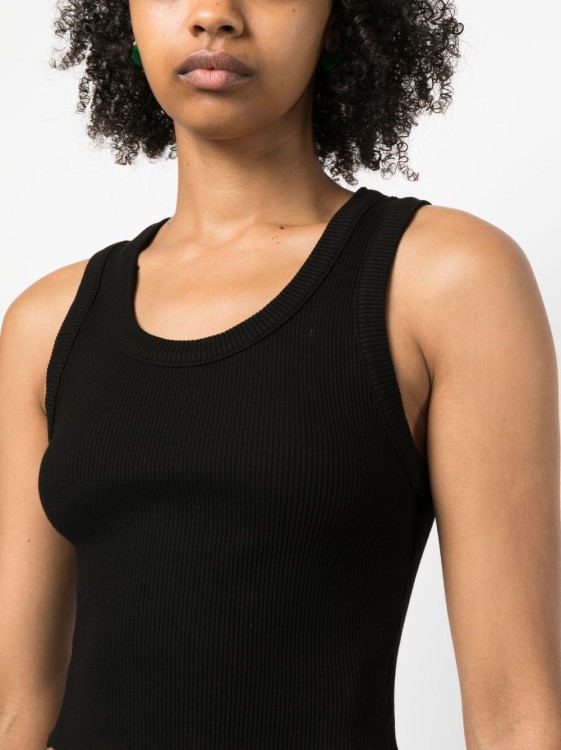 Shop Agolde Ribbed-knit Sleeveless Top In Black