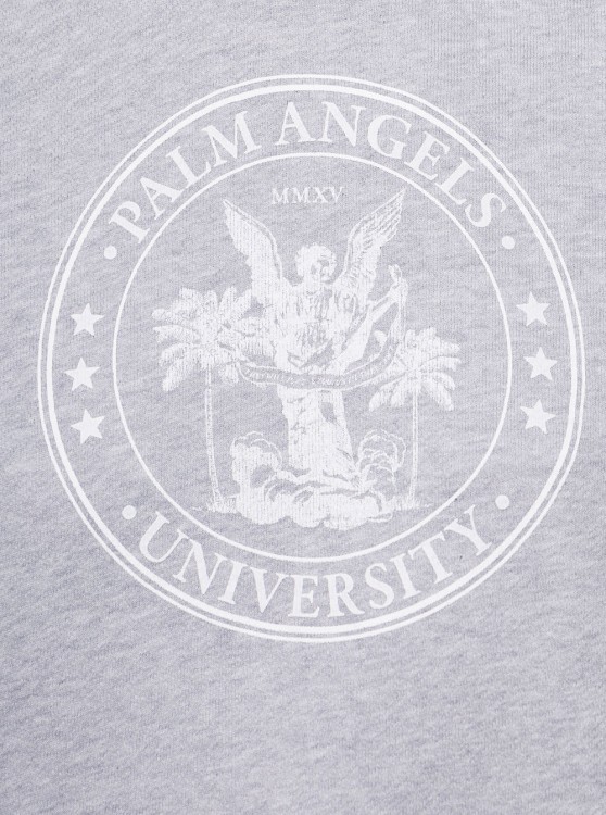 Shop Palm Angels Grey College Hoodie In Cotton In White