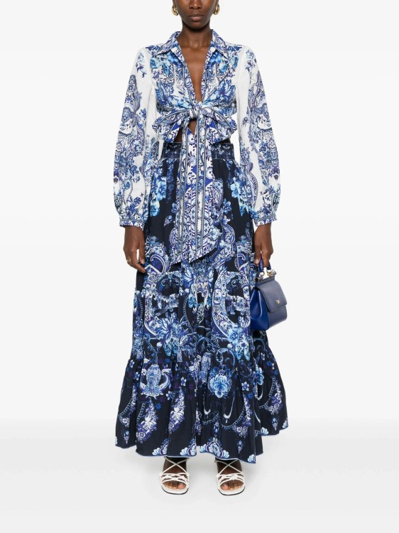 Shop Camilla Blue Delft Dynasty-print Maxi Skirt