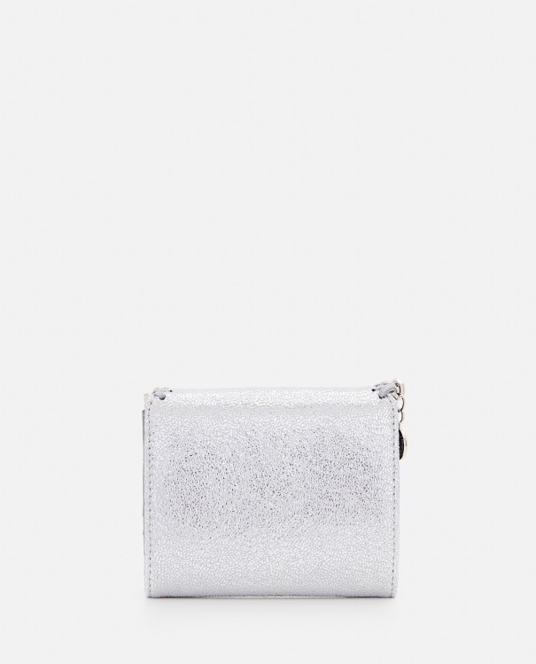 Shop Stella Mccartney Small Flap Falabella Wallet In Silver