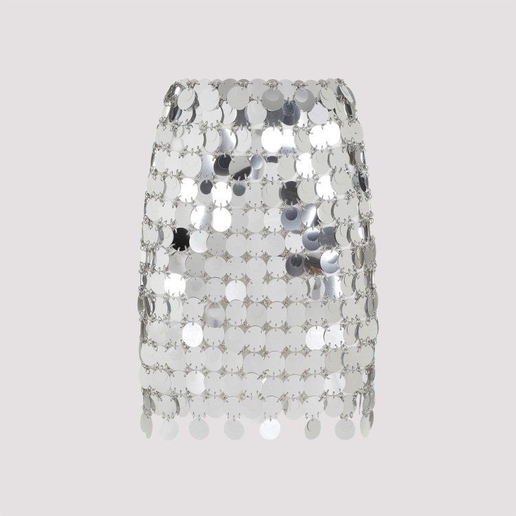 Rabanne Round Sequin Silver Polyester Mini Skirt In White