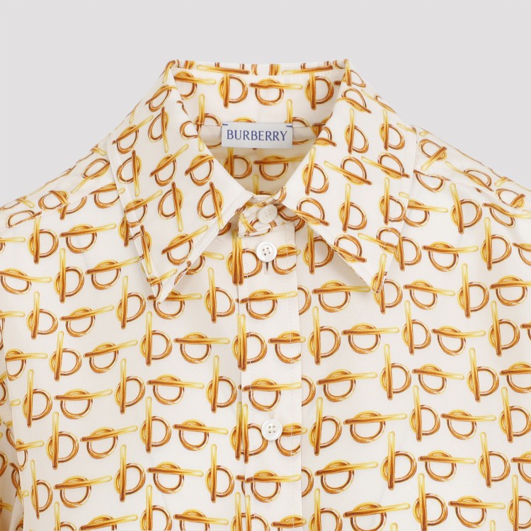 Burberry B-closure Print Silk Poplin Shirt In Neutrals