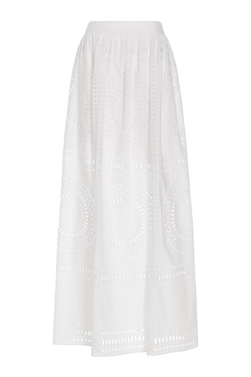 Shop Alberta Ferretti Long Pierced Skirt In White
