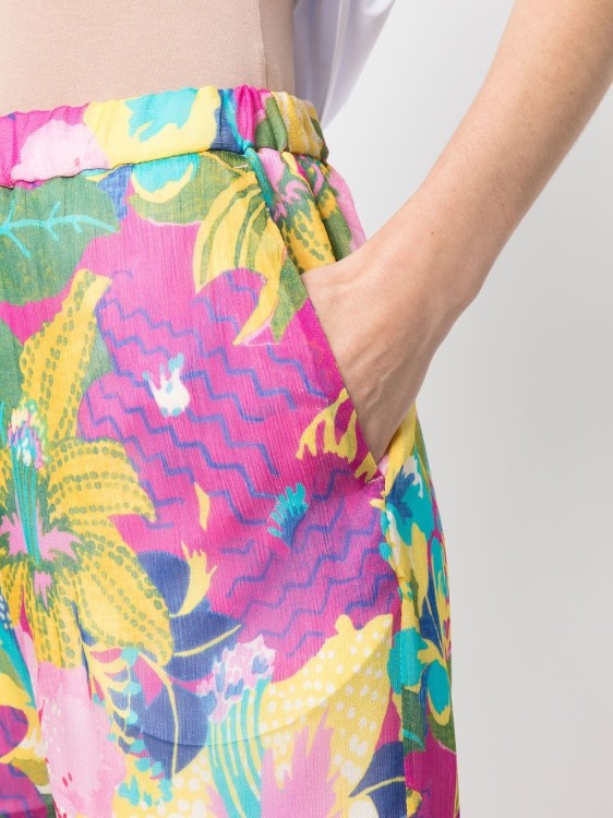 Shop Msgm Multi-colored Tropical Print Pants In Pink