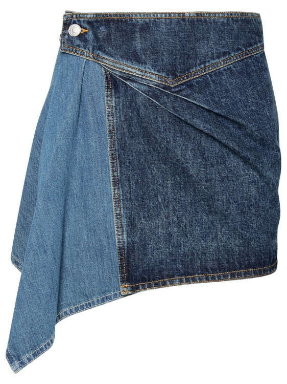 Shop Isabel Marant Junie' Blue Cotton Miniskirt