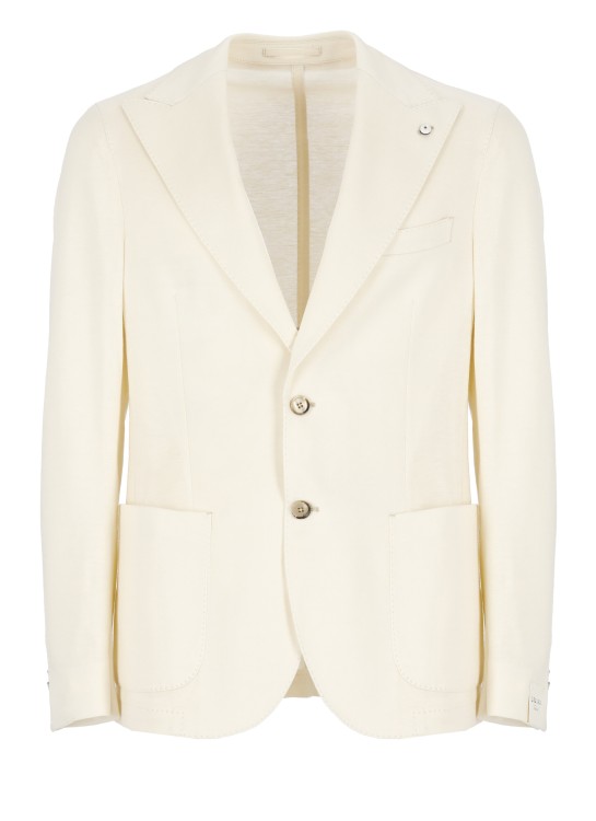 Shop Lubiam Ivory Linen And Cotton Jacket In Neutrals