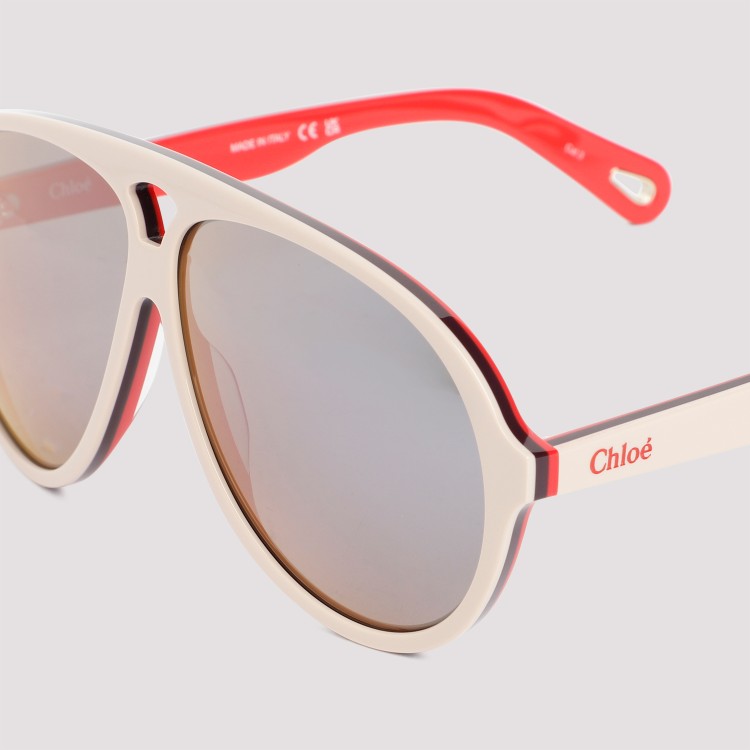 Shop Chloé Ivory Jasper Shield Sunglasses In Grey