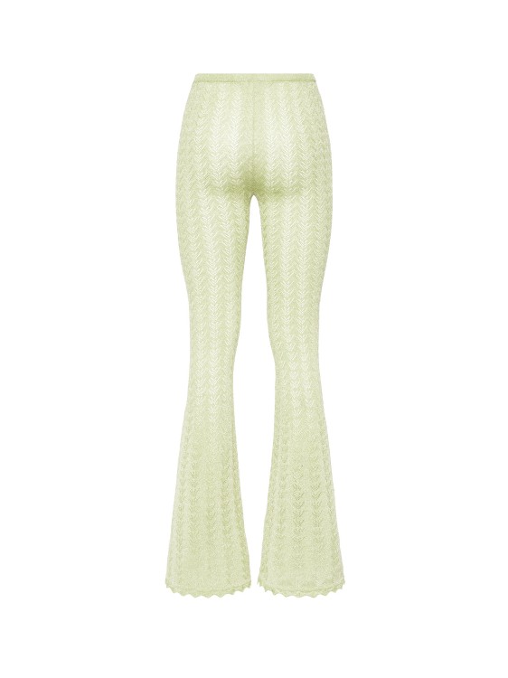 Shop Alessandra Rich Embroidered Knitted Trouser With Lurex Effect In Neutrals