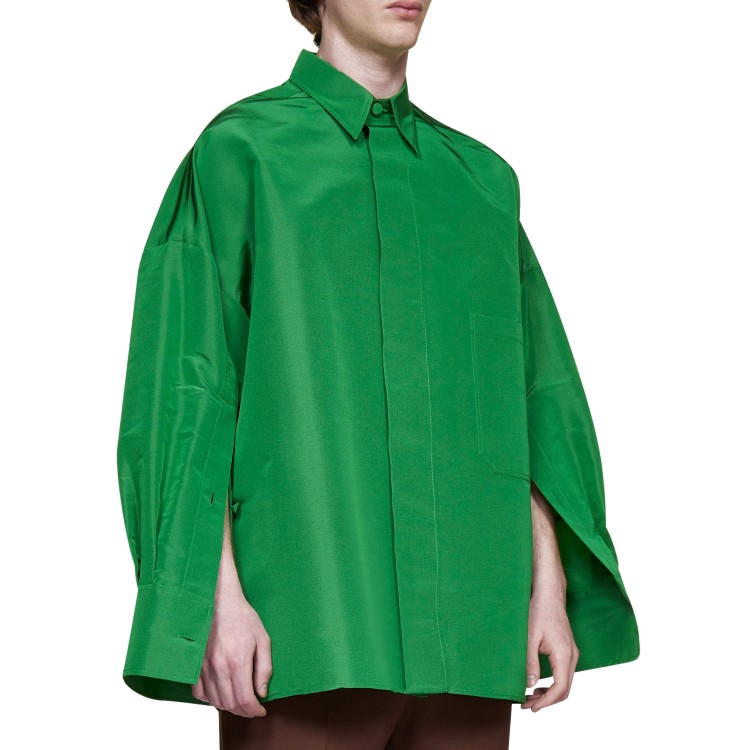 Shop Valentino Green Silk Shirt In Neutrals