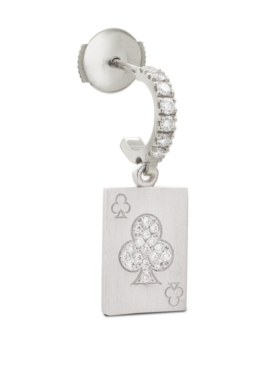 MYSTERYJOY CLUB CARD CHARM EARRING WHITE GOLD,MJ-03052