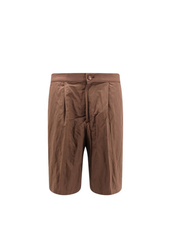 Shop Hevo Cotton And Metal Bermuda Shorts With Pinces In Brown