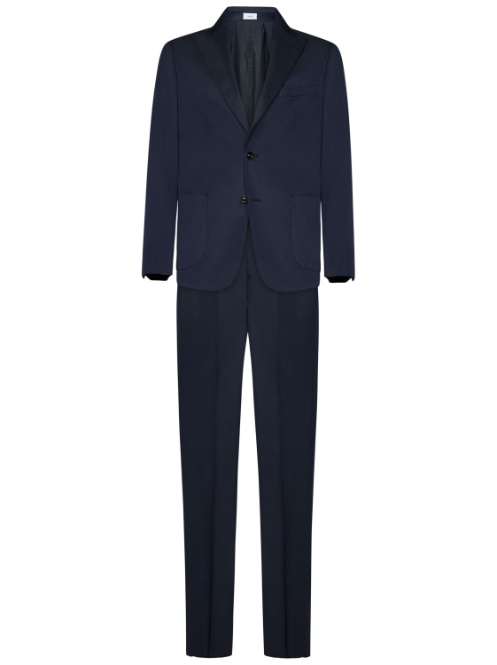 Shop Boglioli Navy Blue Cotton Suit