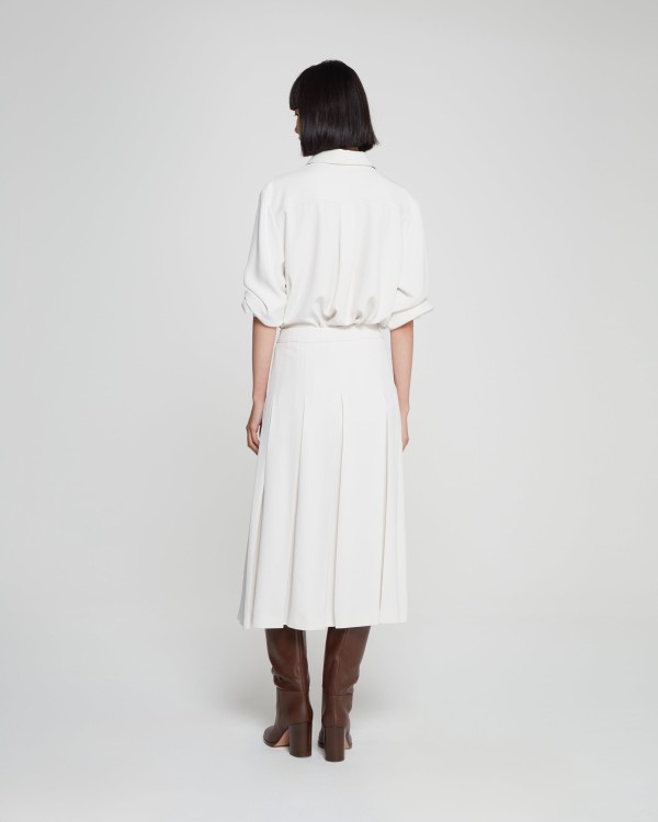 Shop Serena Bute Pleated Midi Skirt - Ecru In White