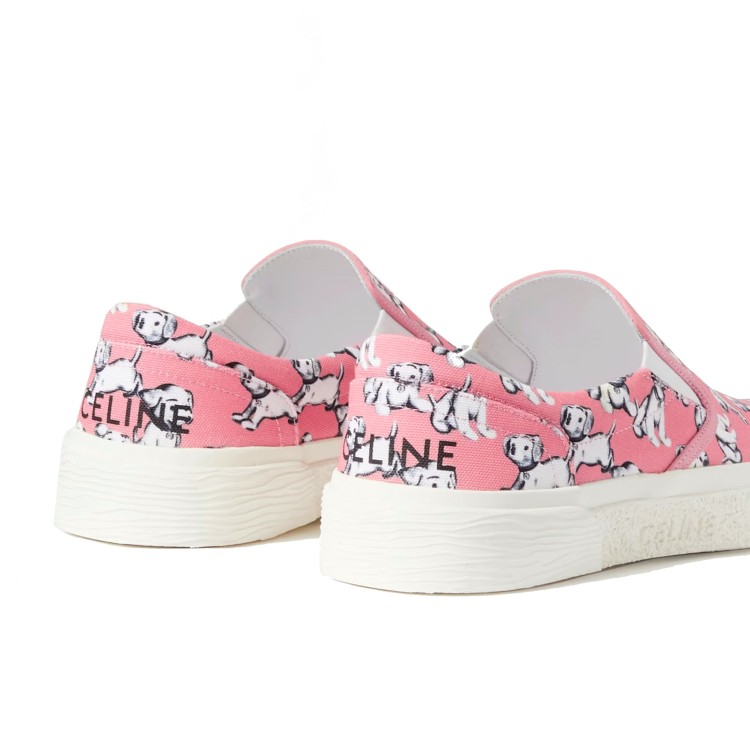 Shop Celine Pink Slip-on Sneakers In White