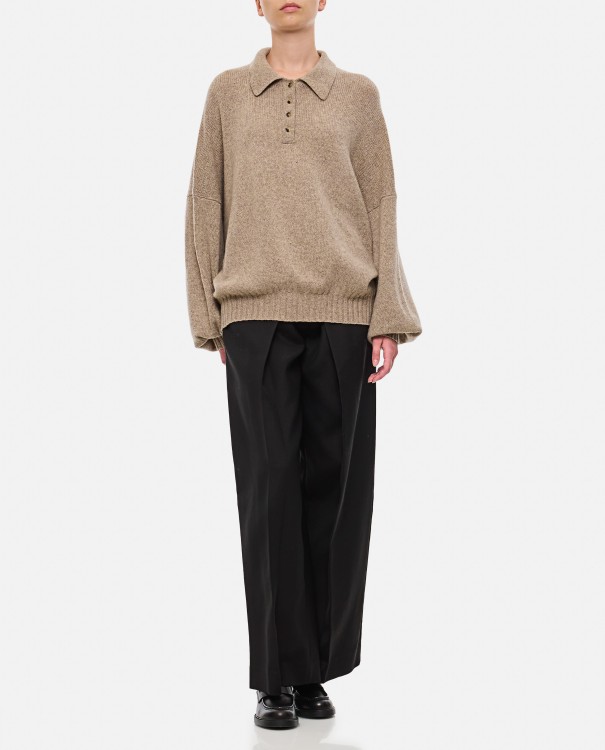 Khaite Marine Pleated Wide-leg Pants With Zipper Front In Black
