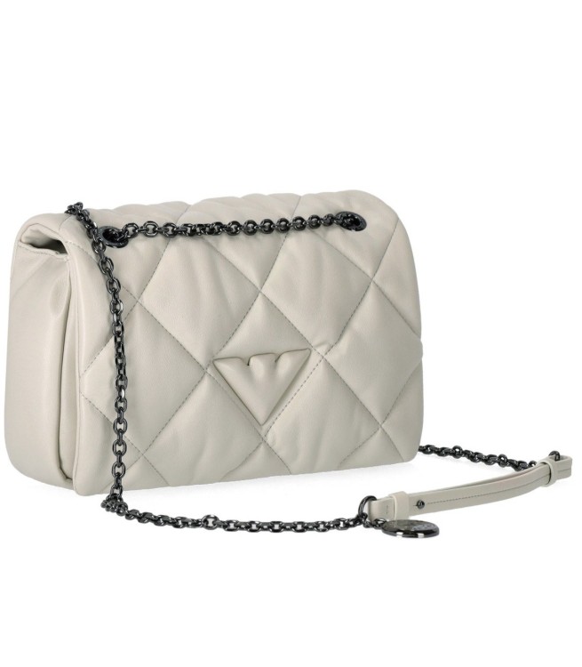 Shop Emporio Armani Ivory Quilted Crossbody Bag In White