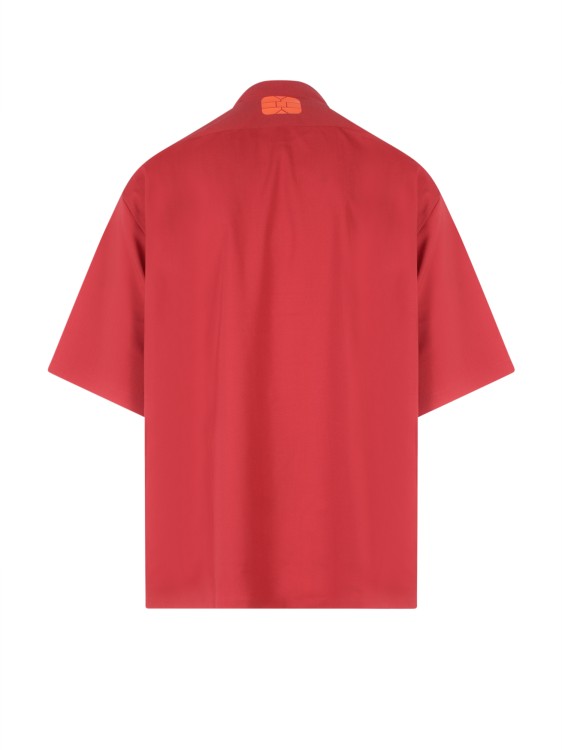 Shop Vtmnts Stretch Wool Shirt With Barcode Print In Red