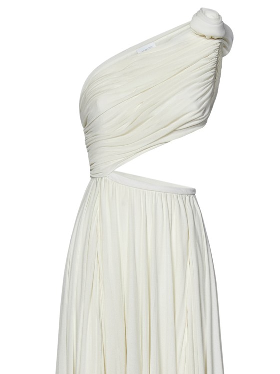 Shop Giambattista Valli Long Ivory Viscose Jersey One-shoulder Dress In White
