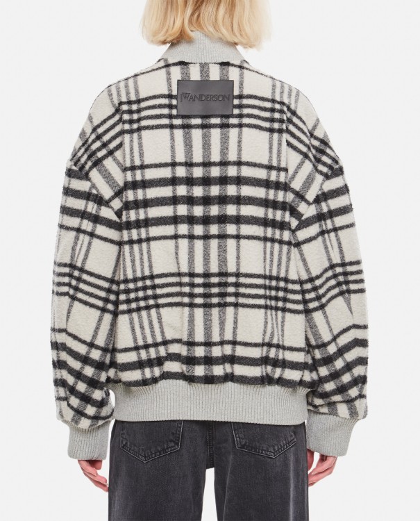 Jw Anderson Check-print Bomber Jacket In Grey