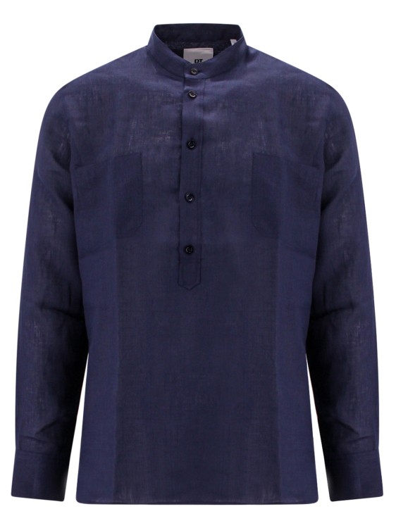 Shop Pt Torino Blue Long-sleeved Linen Shirt