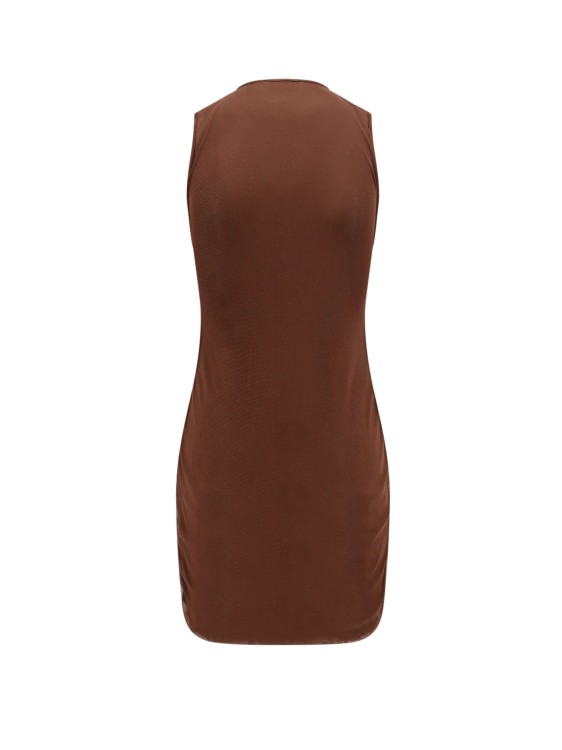 Shop Saint Laurent Tulle Dress With Drapery In Brown