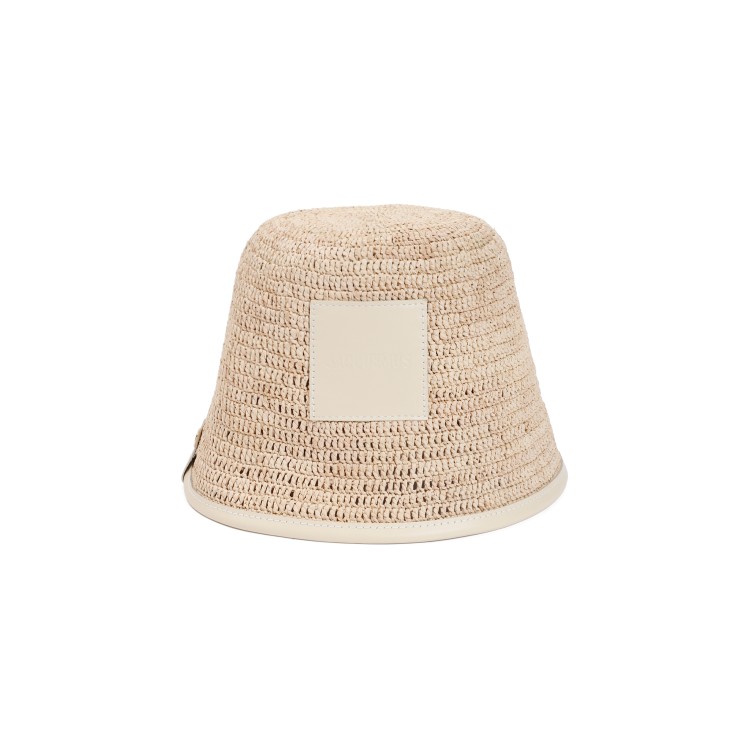 Jacquemus Le Bob Soli In Ivory Leather And Raffia In Brown
