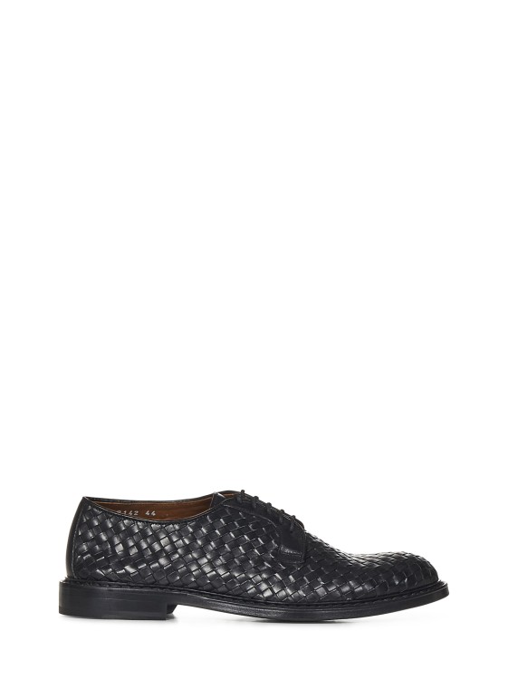 Shop Doucal's Black Woven Leather Lace-up Shoes