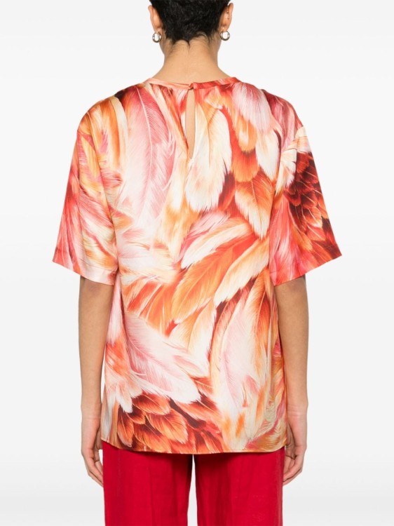 Shop Roberto Cavalli All-over Feather Print T-shirt In Orange