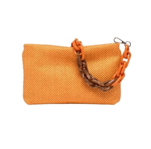 Gianni Chiarini Orange Woven Straw Clutch Bag In Pink