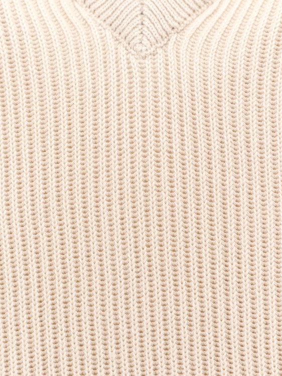 Shop Brunello Cucinelli Ribbed Cotton Polo Shirt In Neutrals