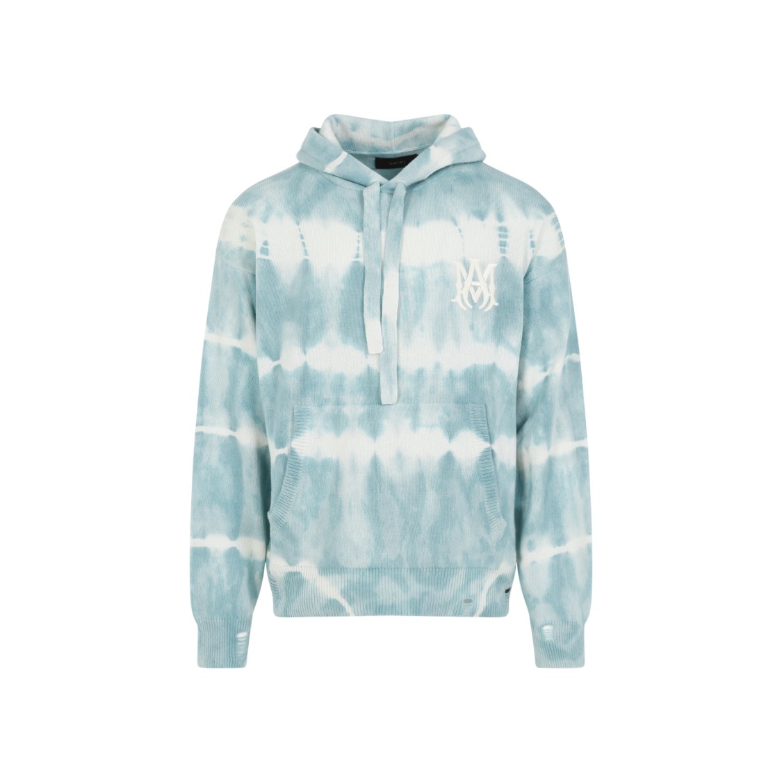 Amiri Tie-dye Distressed Hoodie In Blue