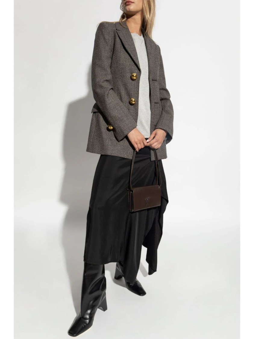 Ami Alexandre Mattiussi Ami Paris Single Breasted Fitted Jacket In Brown