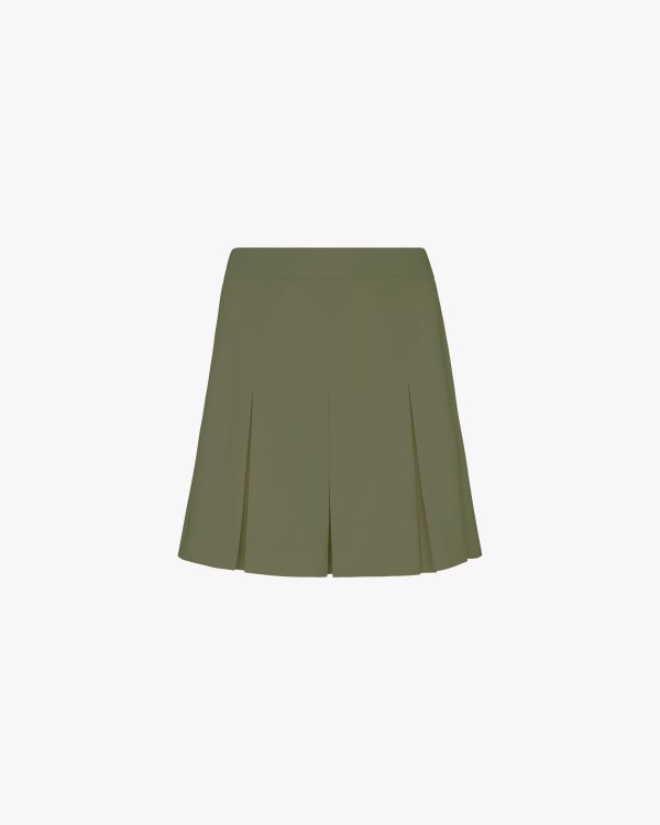 Shop Serena Bute Pleated Mini Skirt - Khaki In Green