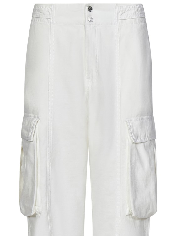 Shop Frame Wide-leg Denim Cargo Trousers In White