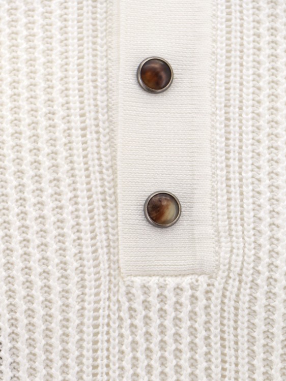 Shop Brunello Cucinelli Ribbed Cotton Polo Shirt In White